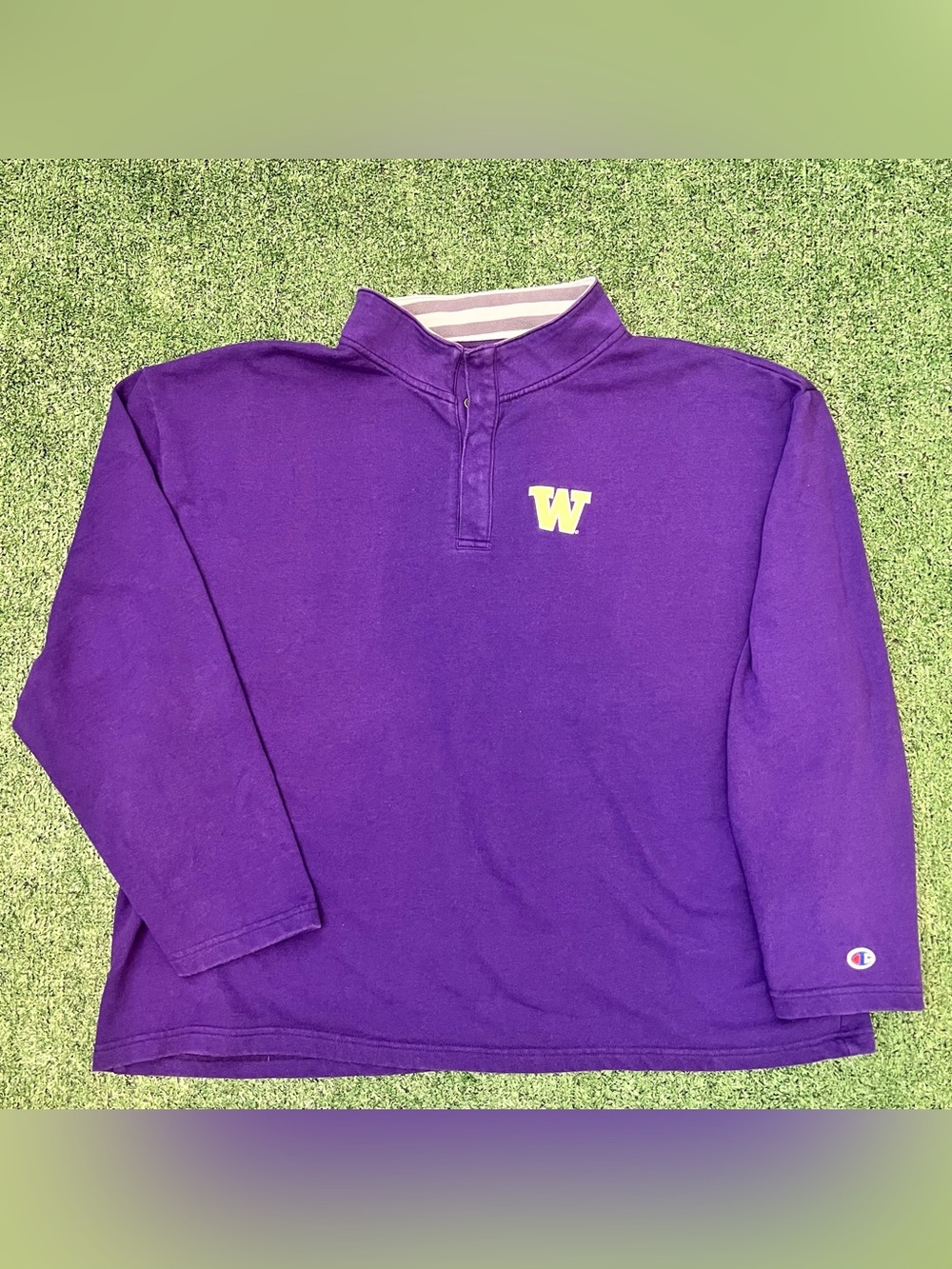 Champion Pullover Sweatshirt Purple Washington Huskies W Logo 1/4 Zip Womens 2XL